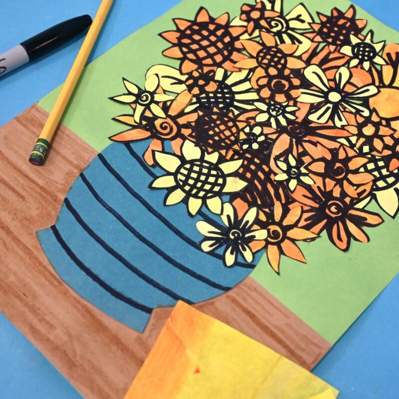 van gogh sunflower in vase